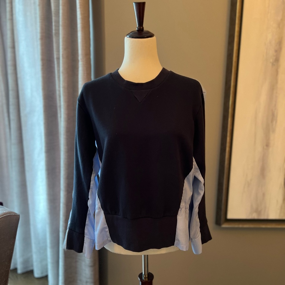 English Factory Sweater Poplin Mixed Media Top M